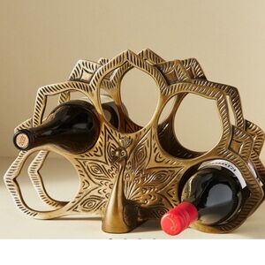 Anthropologie Pavo Gold Peacock Wine Rack